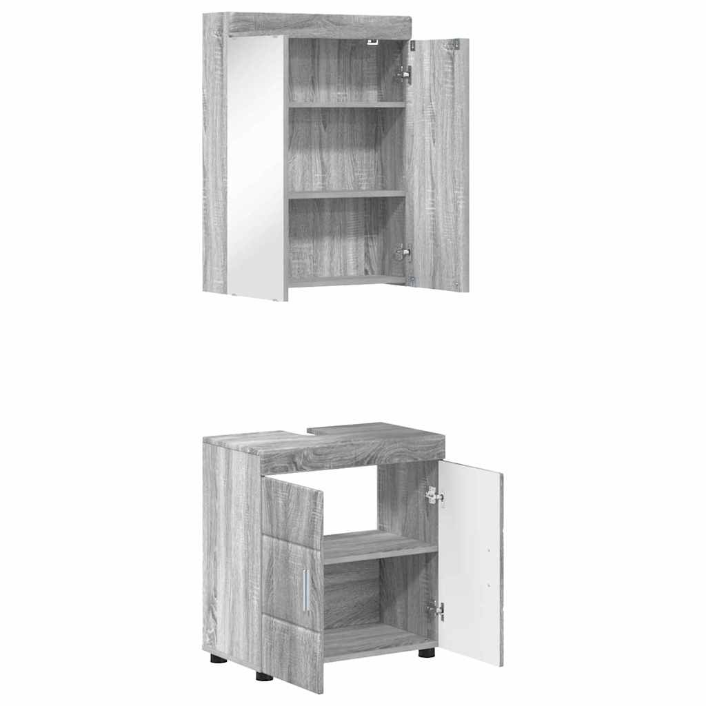 Badkamermeubelset met plank TULUM Grijs Sonoma Bewerkt hout