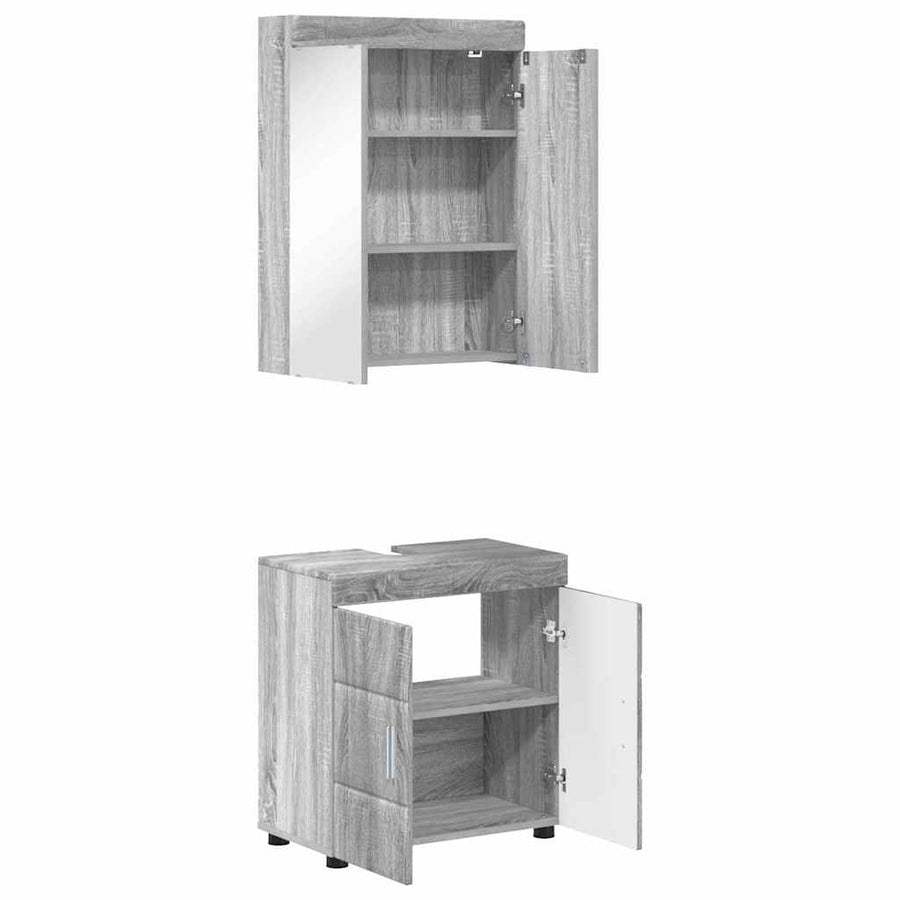 Badkamermeubelset met plank TULUM Grijs Sonoma Bewerkt hout
