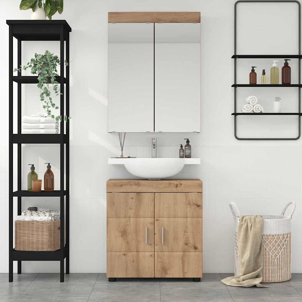 Badkamermeubelset met plank TULUM Artisan Eiken Bewerkt hout
