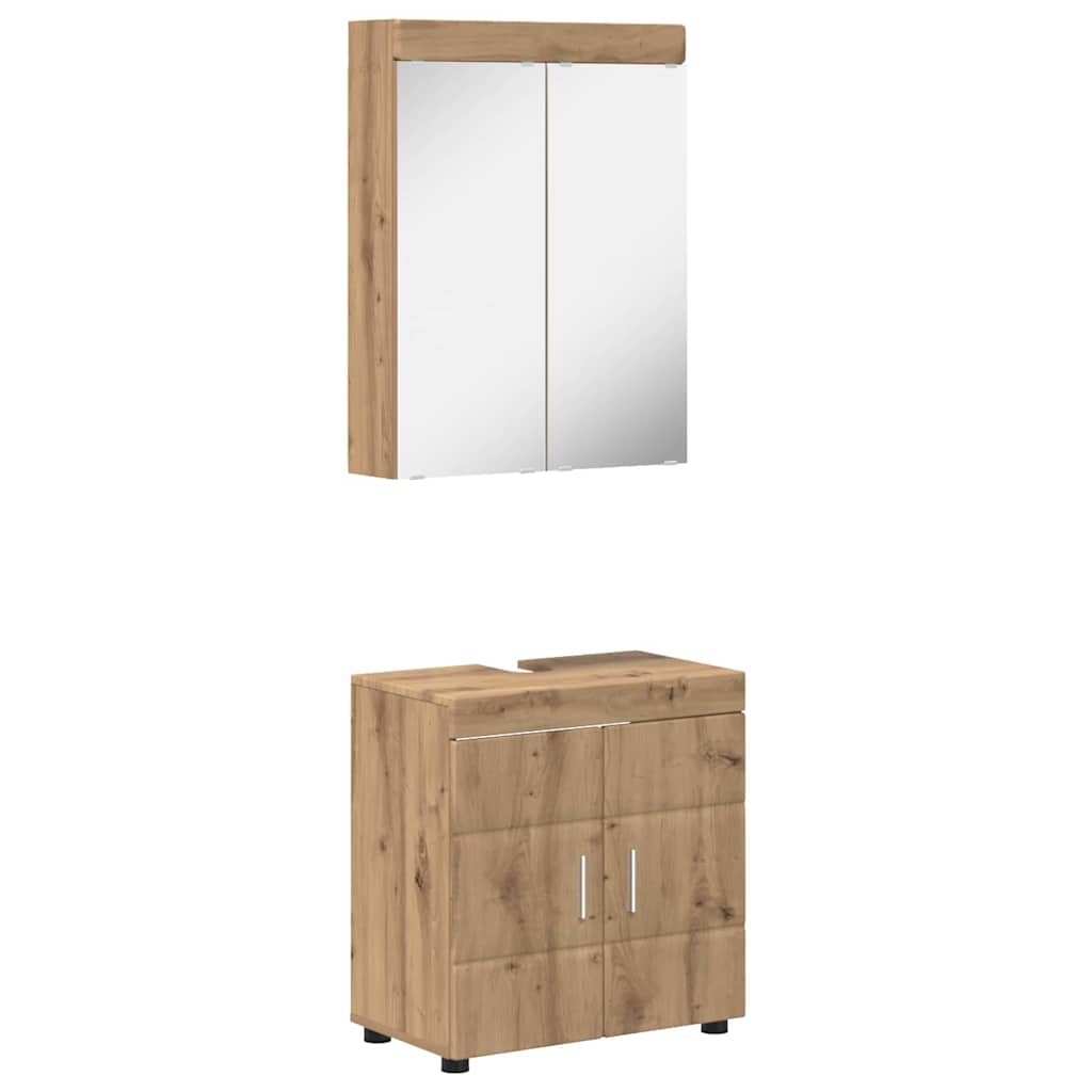 Badkamermeubelset met plank TULUM Artisan Eiken Bewerkt hout
