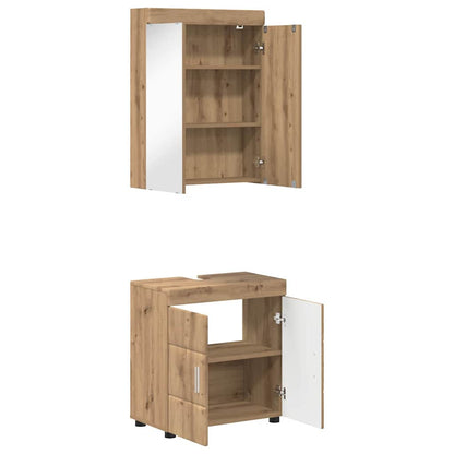 Badkamermeubelset met plank TULUM Artisan Eiken Bewerkt hout