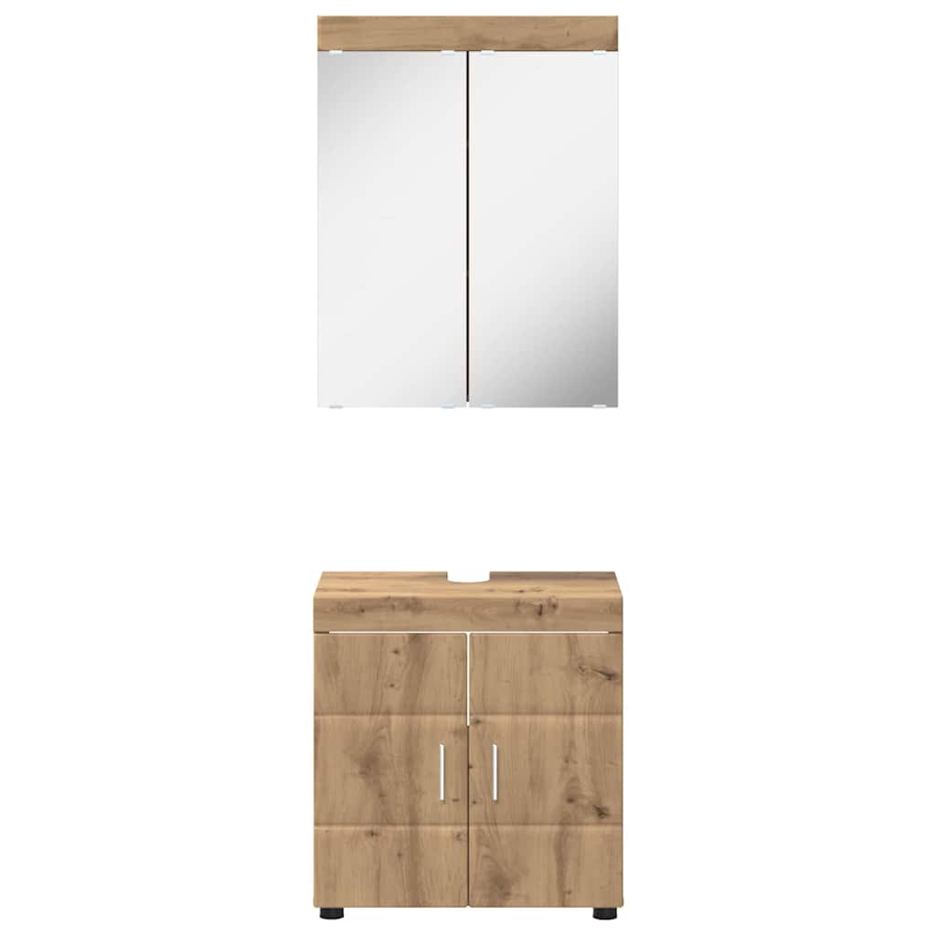 Badkamermeubelset met plank TULUM Artisan Eiken Bewerkt hout