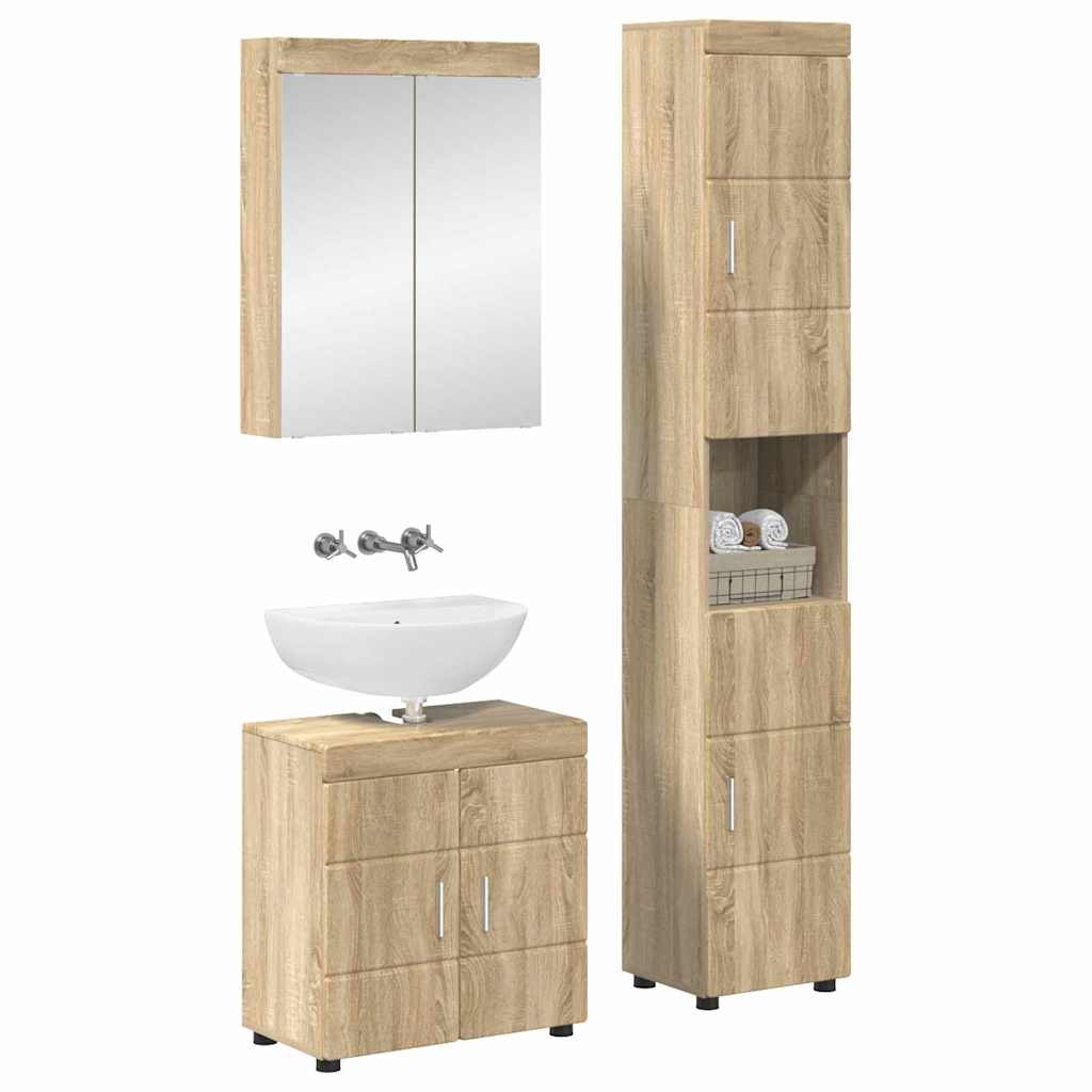 Badkamermeubelset TULUM 3 st Sonoma Eiken 60 x 34 x 63 cm