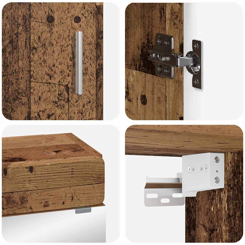 Badkamermeubelset met plank TULUM Oudhout Bewerkt hout