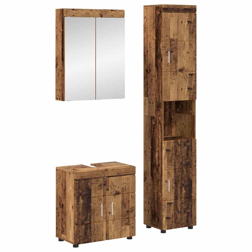 Badkamermeubelset met plank TULUM Oudhout Bewerkt hout