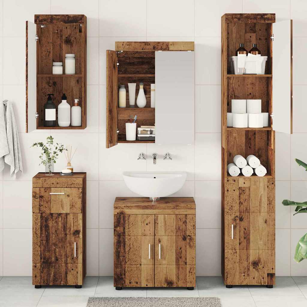 Badkamermeubelset met lade met plank TULUM Oudhout Bewerkt hout