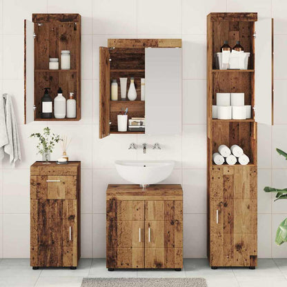 Badkamermeubelset met lade met plank TULUM Oudhout Bewerkt hout