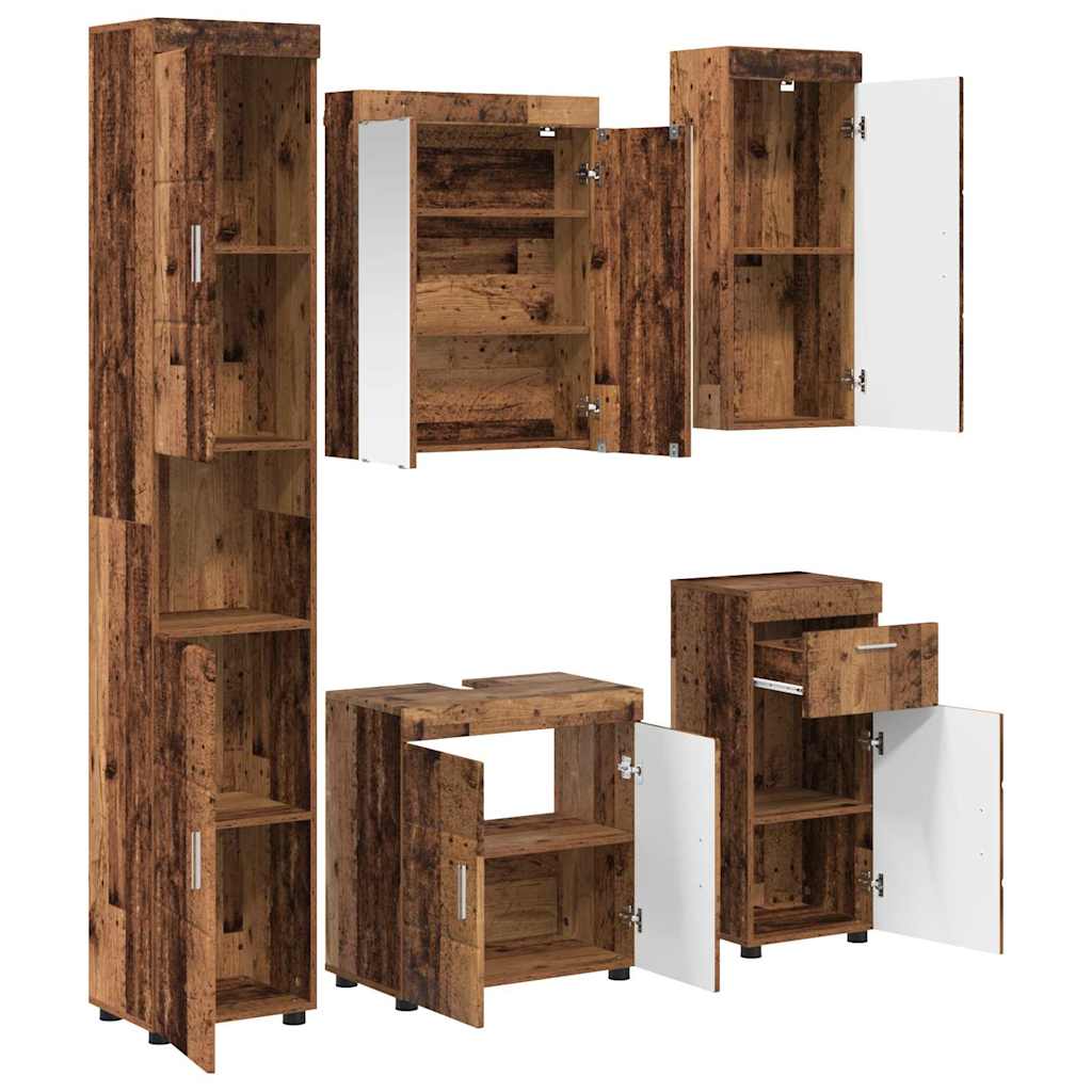 Badkamermeubelset met lade met plank TULUM Oudhout Bewerkt hout