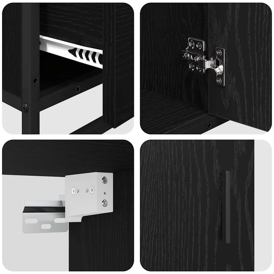 Badkamermeubelset met lade 3 pcs Zwart eiken 80 x 33 x 60 cm