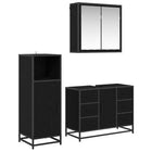 Bathroom furniture set with drawer 3 pcs Black Oak Engineered wood