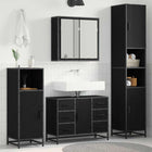Bathroom furniture set with drawer 4 pcs Black Oak Engineered wood
