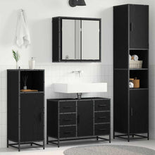 Badkamermeubelset met lade 4 pcs Zwart eiken 80 x 33 x 60 cm