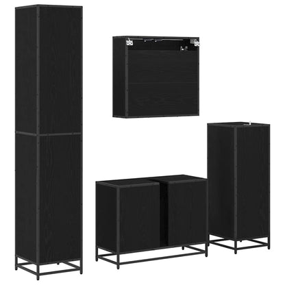 Badkamermeubelset met lade 4 pcs Zwart eiken 80 x 33 x 60 cm