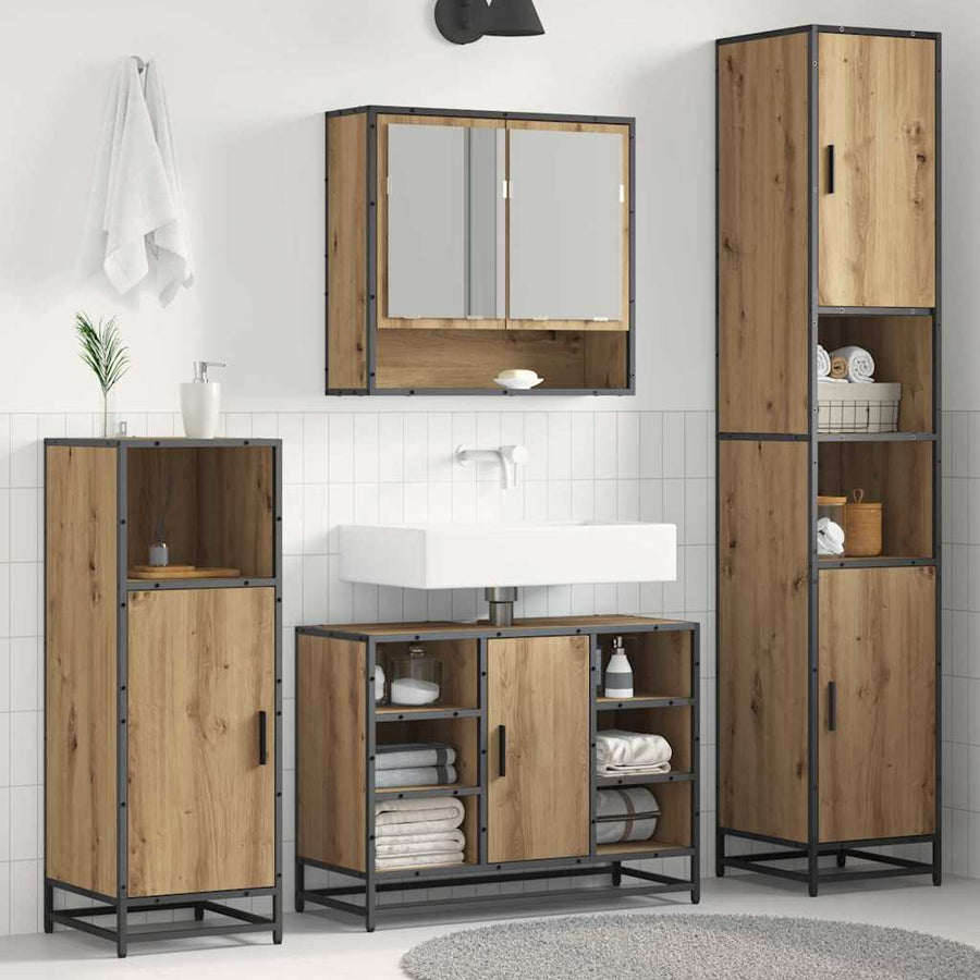 Badkamermeubelset Met Plank Artisan Eiken 35 X 37,5 X 188,5 Cm artisanaal eikenkleurig