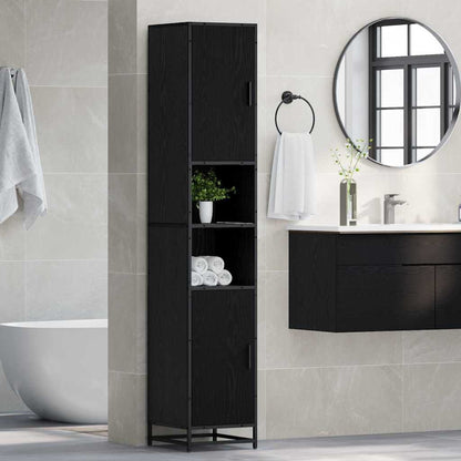 Badkamer Kast Zwart eiken 35 x 37.5 x 188.5 cm Bewerkt hout