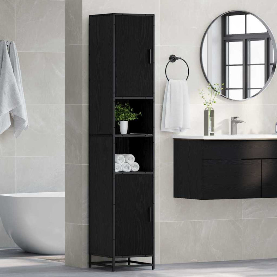 Badkamer Kast Zwart eiken 35 x 37.5 x 188.5 cm Bewerkt hout