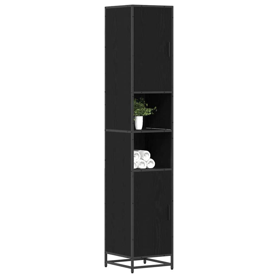 Badkamer Kast Zwart eiken 35 x 37.5 x 188.5 cm Bewerkt hout