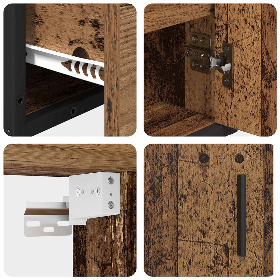 Badkamermeubelset Met Lade 2 Pcs Bewerkt Hout Oud hout