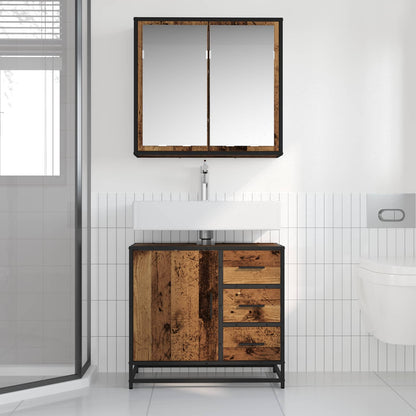 Badkamermeubelset Met Lade 2 Pcs Bewerkt Hout Oud hout