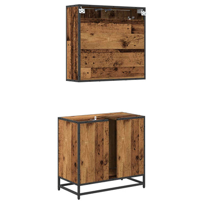 Badkamermeubelset Met Lade 2 Pcs Bewerkt Hout Oud hout