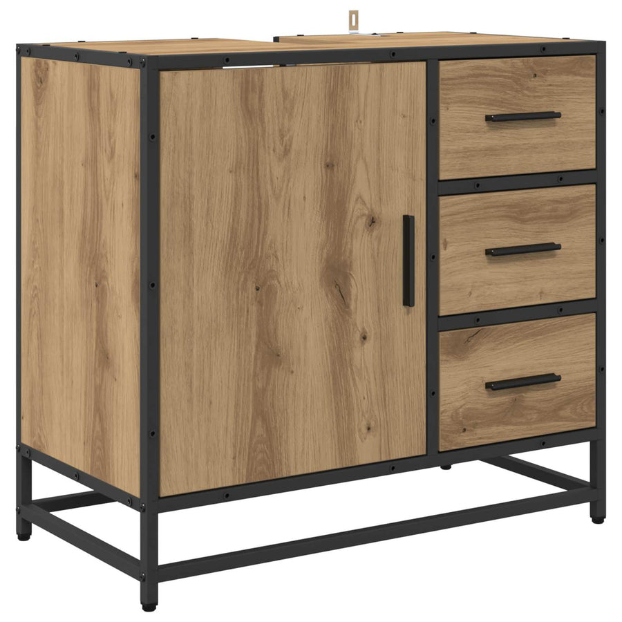 Badkamermeubelset met lade 2 pcs Artisan Eiken Bewerkt hout