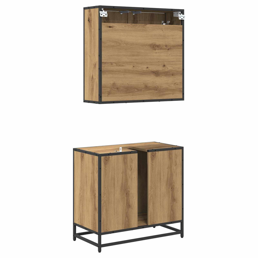 Badkamermeubelset met lade 2 pcs Artisan Eiken Bewerkt hout