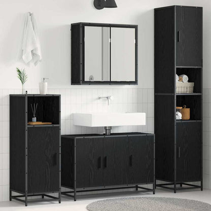 Badkamermeubelset met opslag 4 pcs Zwart eiken 90 x 33 x 60 cm