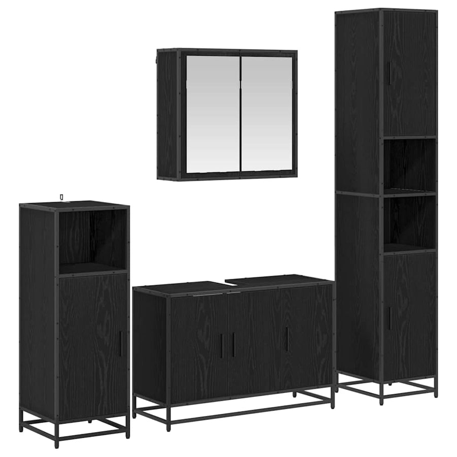 Badkamermeubelset met opslag 4 pcs Zwart eiken 90 x 33 x 60 cm