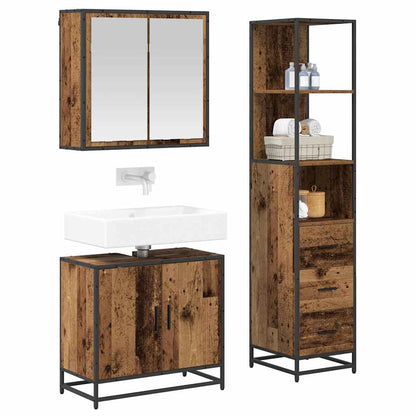 Badkamermeubelset 3 pcs Oud hout 65 x 33 x 60 cm Bewerkt hout