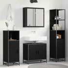 Bathroom furniture set with drawer 3 pcs Black Oak Engineered wood