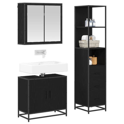 Badkamermeubelset met lade 3 pcs Zwart eiken 65 x 33 x 60 cm