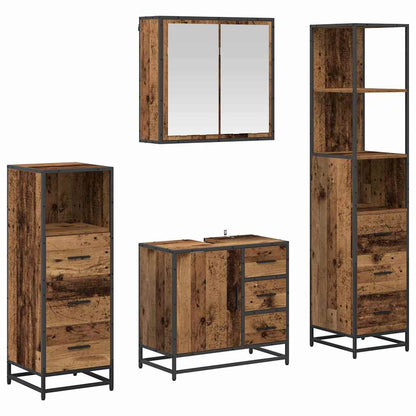Badkamermeubelset met lade 4 pcs Oud Hout Bewerkt hout