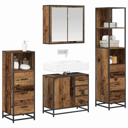 Badkamermeubelset met lade 4 pcs Oud Hout Bewerkt hout