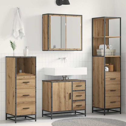Badkamermeubelset met lade 4 pcs Artisan Eiken Bewerkt hout