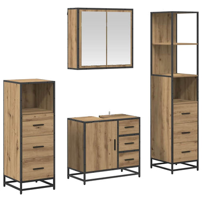 Badkamermeubelset met lade 4 pcs Artisan Eiken Bewerkt hout