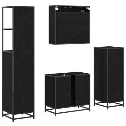 Badkamermeubelset met lade 4 pcs Zwart eiken 65 x 33 x 60 cm
