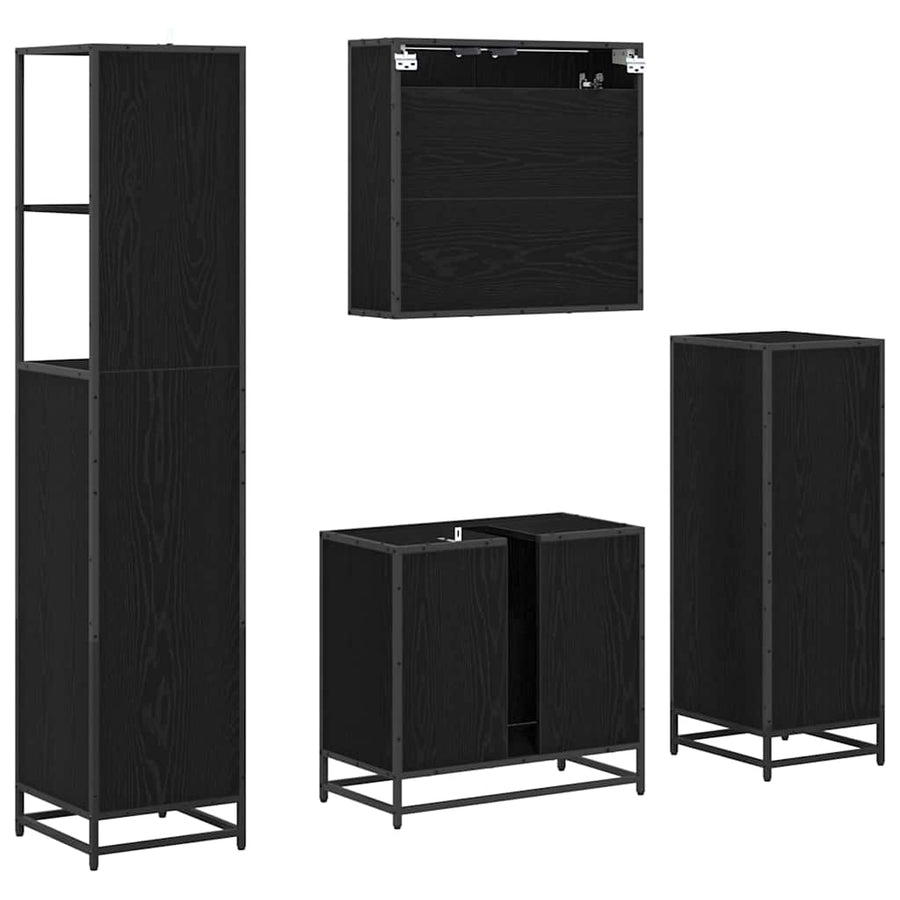 Badkamermeubelset met lade 4 pcs Zwart eiken 65 x 33 x 60 cm