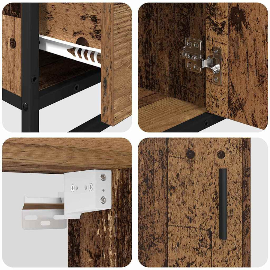 Badkamermeubelset 3 pcs Oud hout 65 x 33 x 60 cm Bewerkt hout