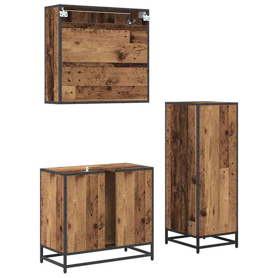 Badkamermeubelset 3 pcs Oud hout 65 x 33 x 60 cm Bewerkt hout