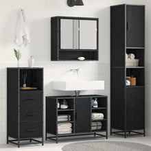 Badkamermeubelset met plank 3 pcs Zwart Eiken Bewerkt hout