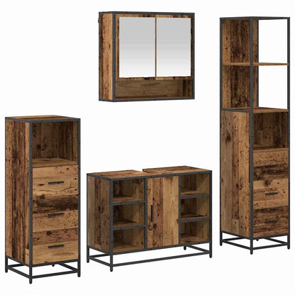 Badkamermeubelset 4 pcs Oud hout 80 x 33 x 60 cm Bewerkt hout