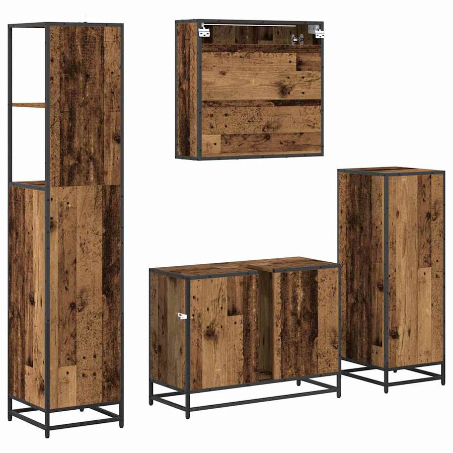 Badkamermeubelset 4 pcs Oud hout 80 x 33 x 60 cm Bewerkt hout