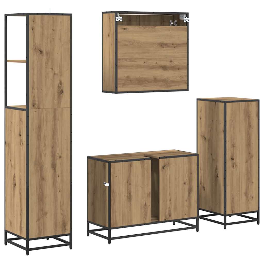 Badkamermeubelset met lade 4 pcs Artisan Eiken Bewerkt hout