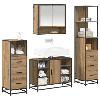 Badkamermeubelset met lade 4 pcs Artisan Eiken Bewerkt hout