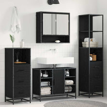 Badkamermeubelset met lade 4 pcs Zwart eiken 80 x 33 x 60 cm