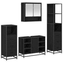 Badkamermeubelset met lade 4 pcs Zwart eiken 80 x 33 x 60 cm