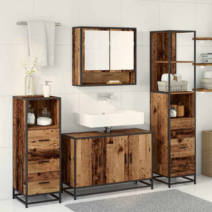 Badkamermeubelset met lade 4 pcs Oud Hout Bewerkt hout