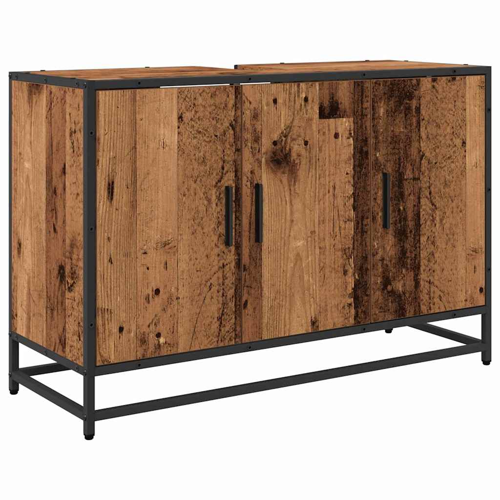 Badkamermeubelset met lade 4 pcs Oud Hout Bewerkt hout