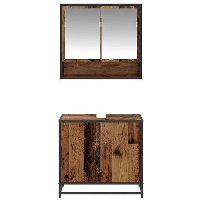Badkamermeubelset met plank 2 pcs Oud Hout Bewerkt hout