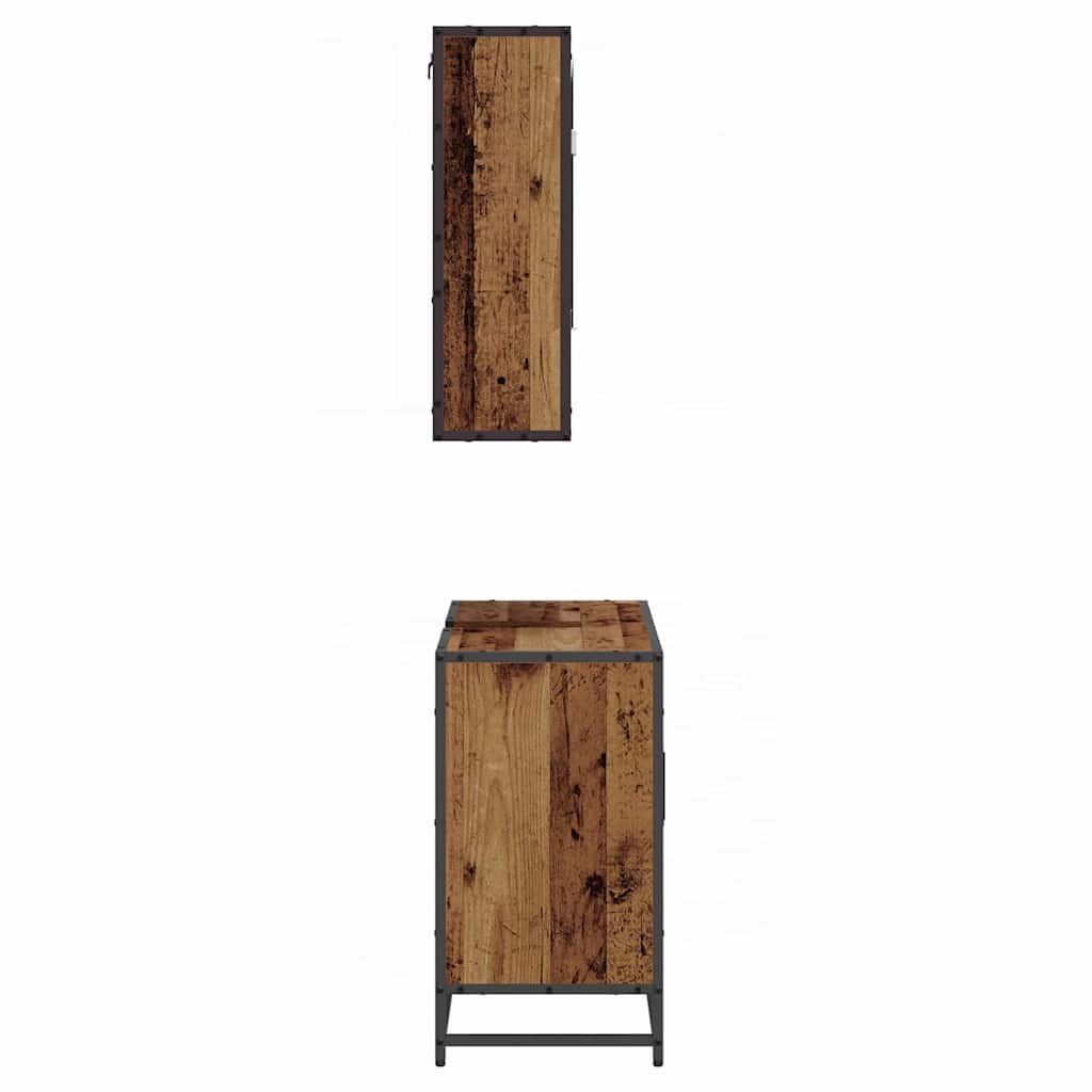 Badkamermeubelset met plank 2 pcs Oud Hout Bewerkt hout